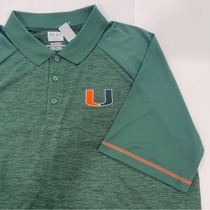 University of Miami Hurricanes U Green Performance Moisture Wick Polo NWT (2XL)